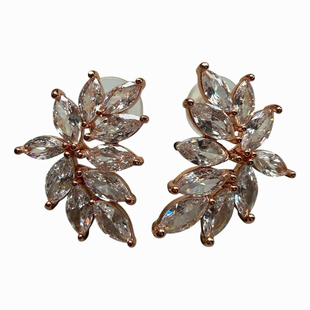SWEETV Marquise Cubic Zirconia Earrings Rose Gold Bridal Prom With Box